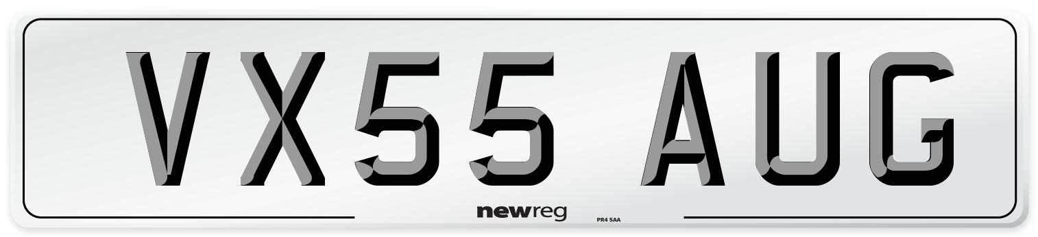 VX55 AUG Number Plate from New Reg